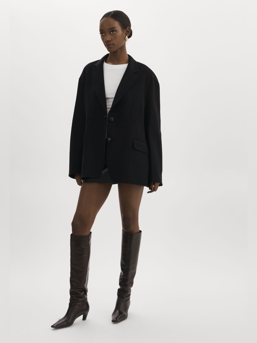 Lamarque ENNIS Oversized Wool Blazer in black